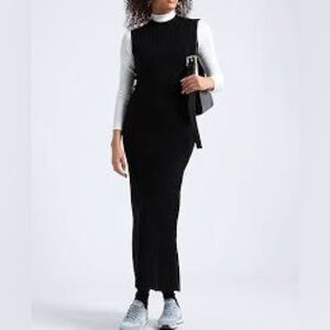 TOPSHOP Black Long Ribbed Sleeveless Maxi Dress Size 4-6